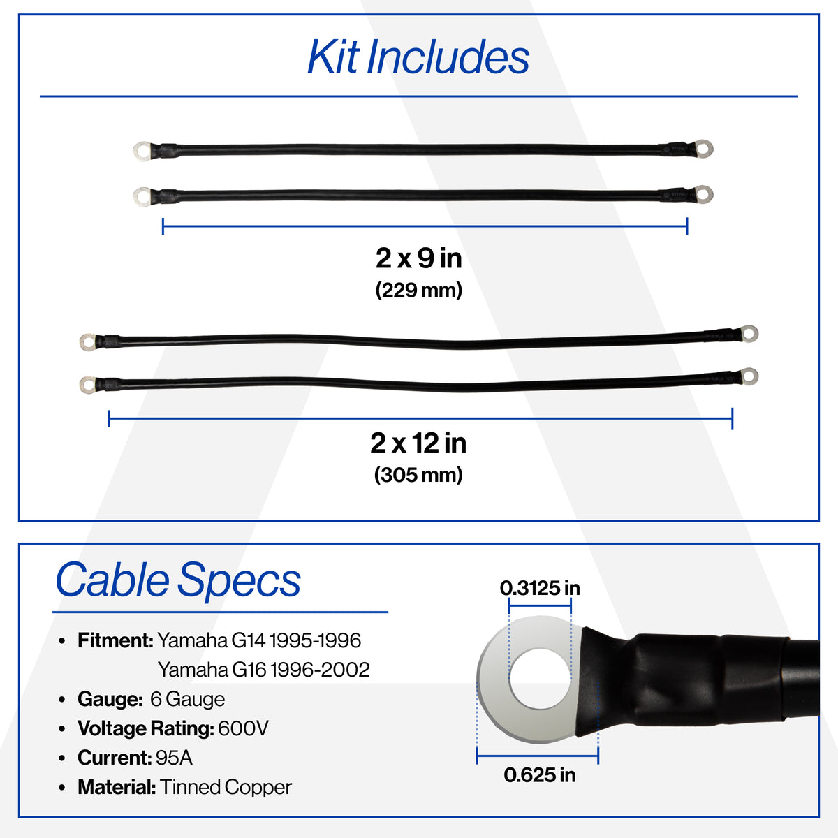 Yamaha G14 & G16 6-Gauge Battery Cable Set (Years 1995-2002)