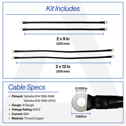 Yamaha G14 & G16 6-Gauge Battery Cable Set (Years 1995-2002)