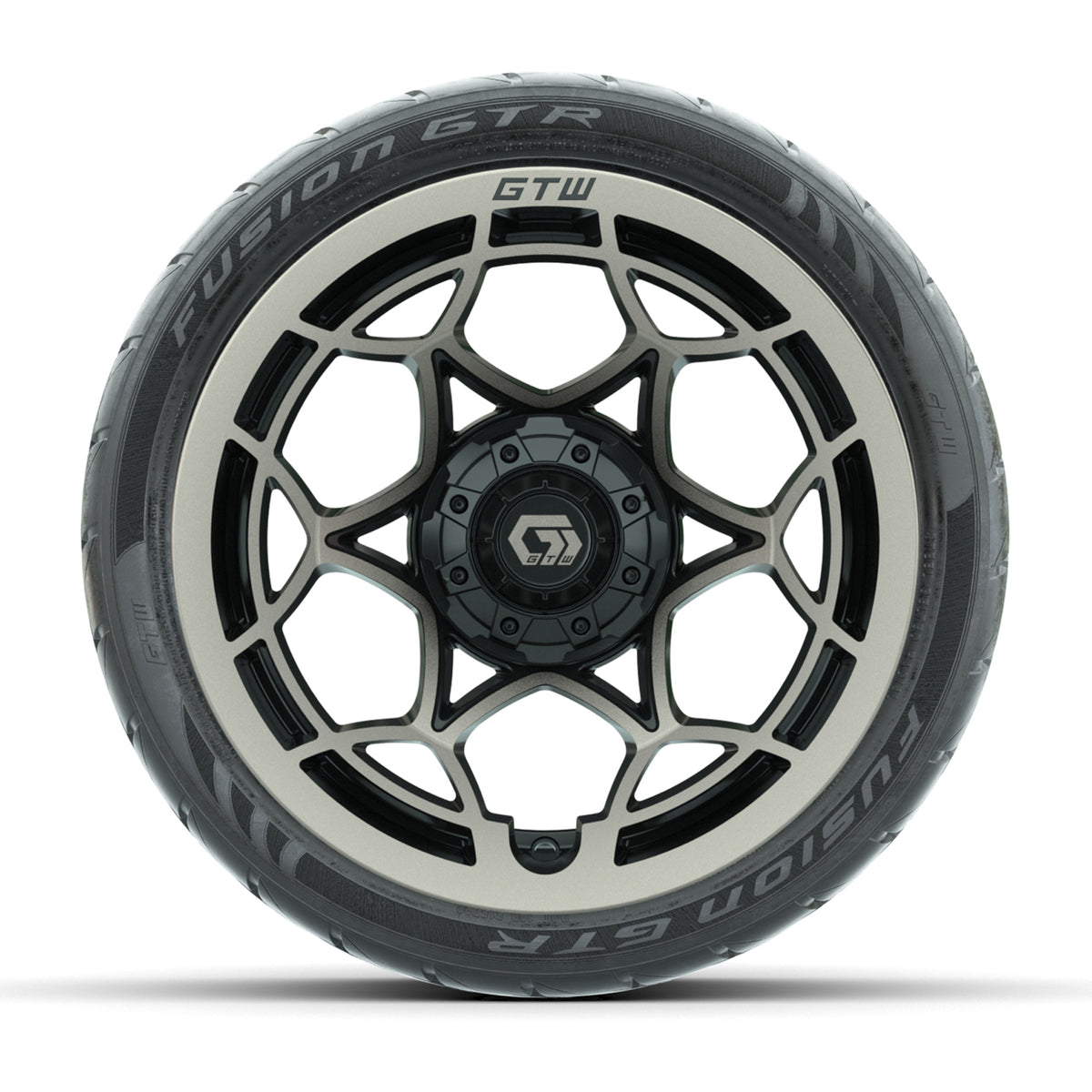 GTW® Nexus Gloss Black/Bronze 14 in Wheels with 205/40-R14 Fusion GTR Steel Belted Street Tires Full Set