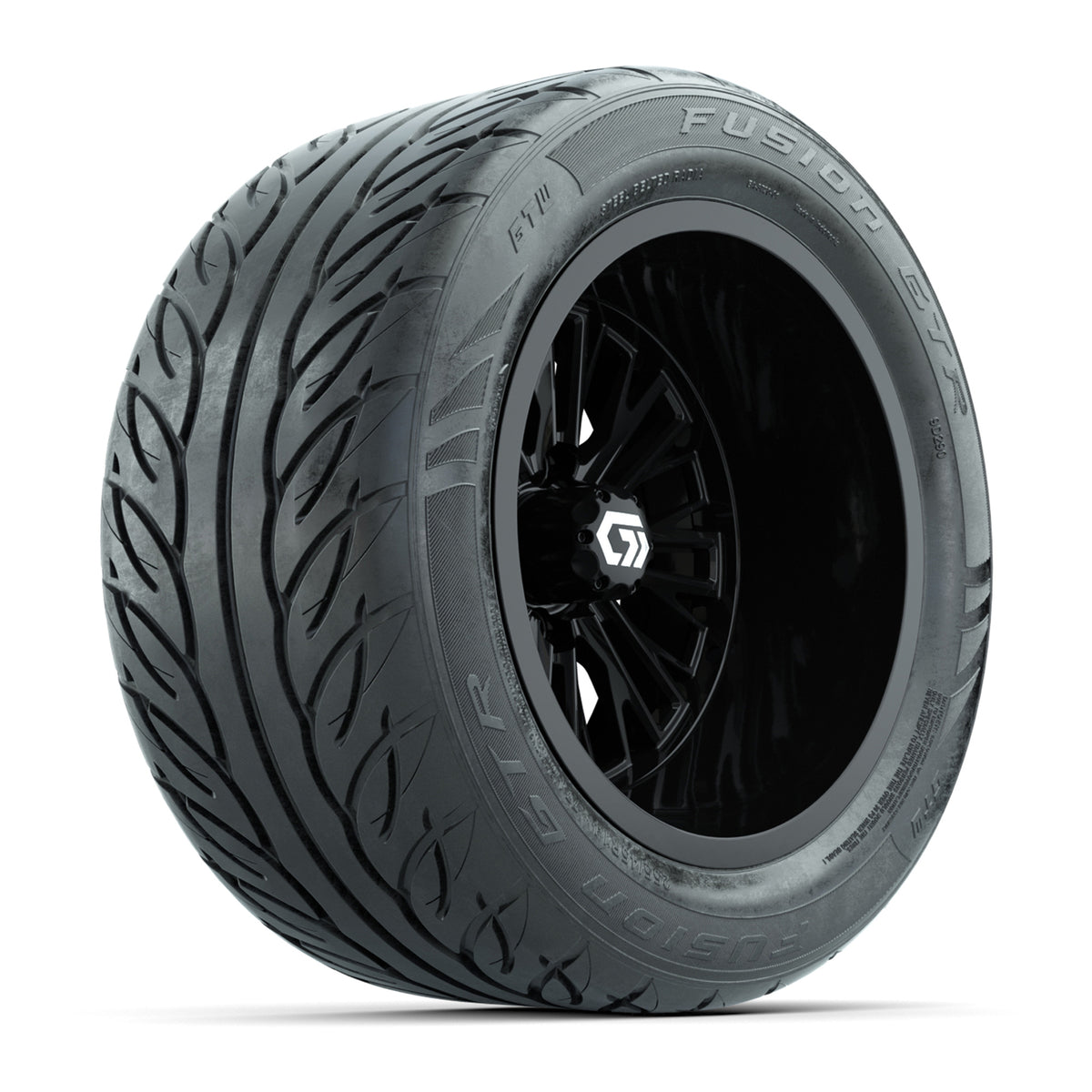 GTW Viper Gloss Black 14x9 Wheels with 255/45-R14 Fusion GTR Street Tires - Set of 4