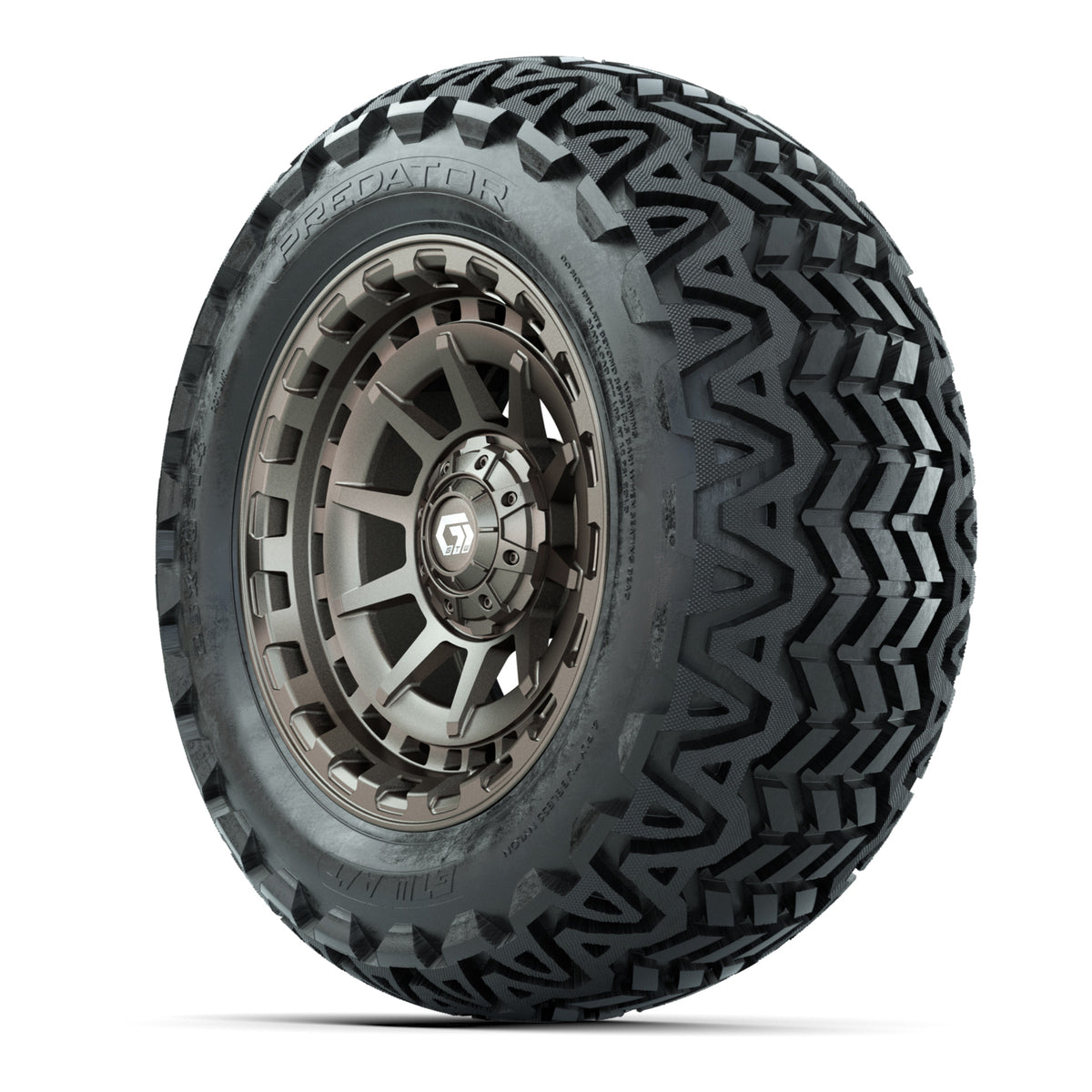 GTW® Barricade Satin Bronze 14 in Wheels with 23x10-14 Predator All-Terrain Tires Full Set
