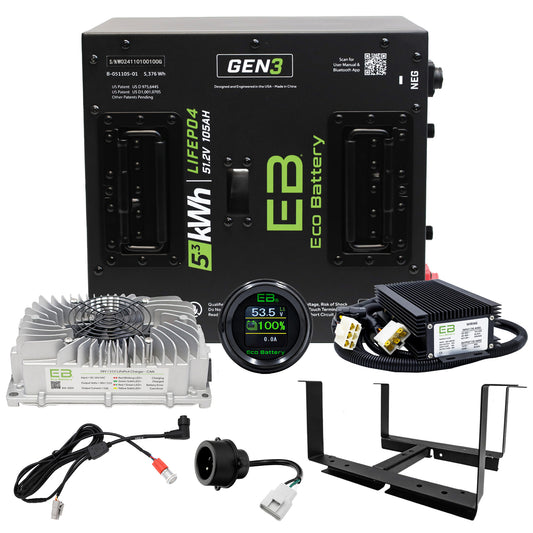 Eco Battery 51V 105aH LifePoh4 Lithium Golf Cart Battery Kit for Yamaha Drive 2 Gen 3 10 Year Warranty