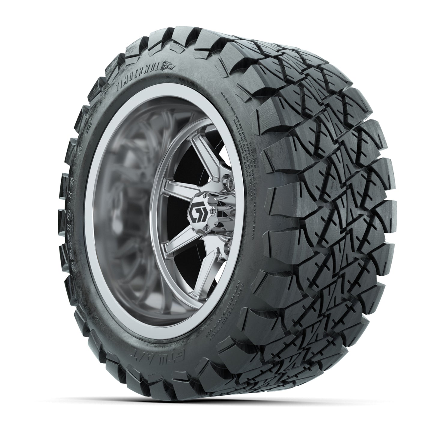GTW Reaper Chrome 14" Golf Cart Wheels & 22X10-14 Timberwolf A/T Tires – Set of 4