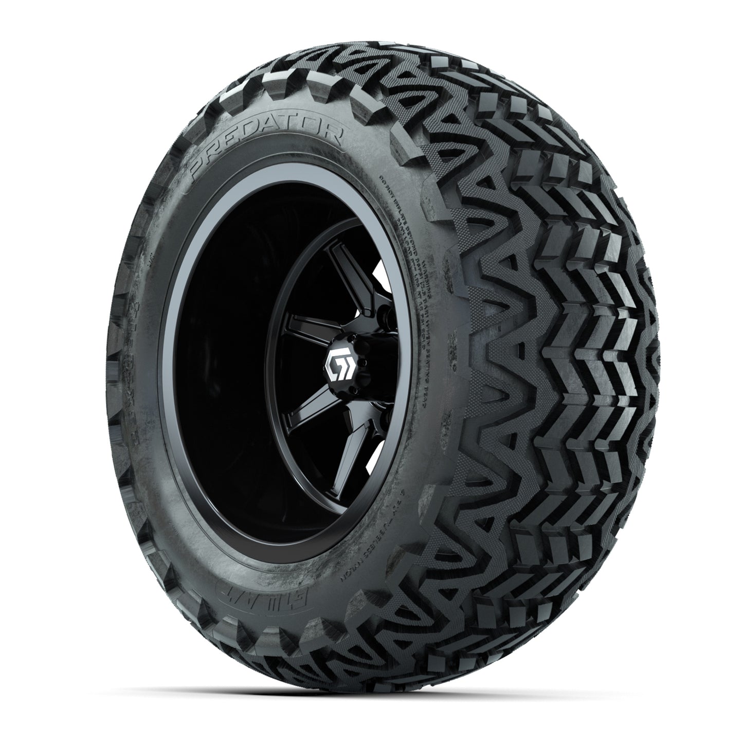 GTW Reaper Gloss Black 14" Golf Cart Wheels & 23X10-14 Predator A/T Tires – Set of 4