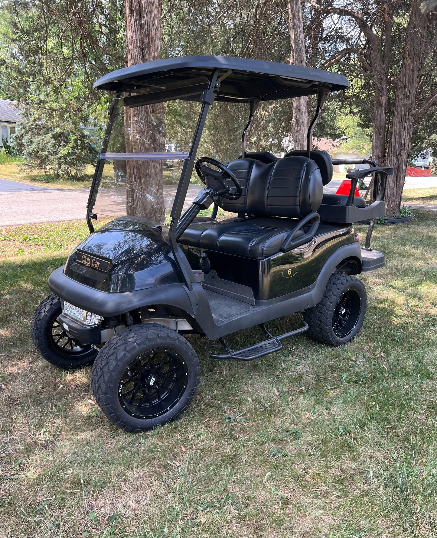 club car precedent with 6 inch lift kit with 14 matte black vortex and timberwolf tires