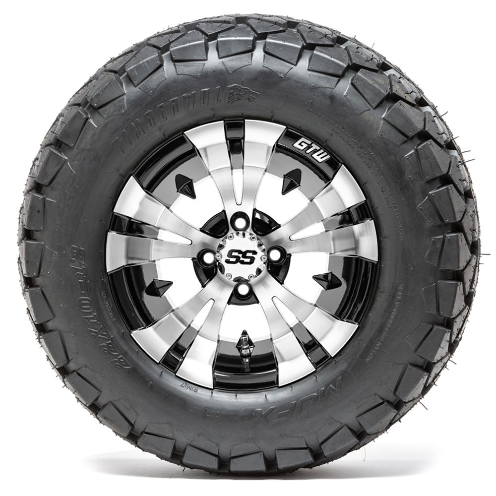GTW Vampire 12" Black & Machined Wheels with 22" Timberwolf A/T Tires — Set of 4