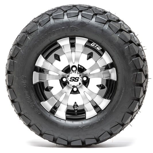 GTW Vampire Black and Machined Wheels with 22" Timberwolf Tires - 12 Inch