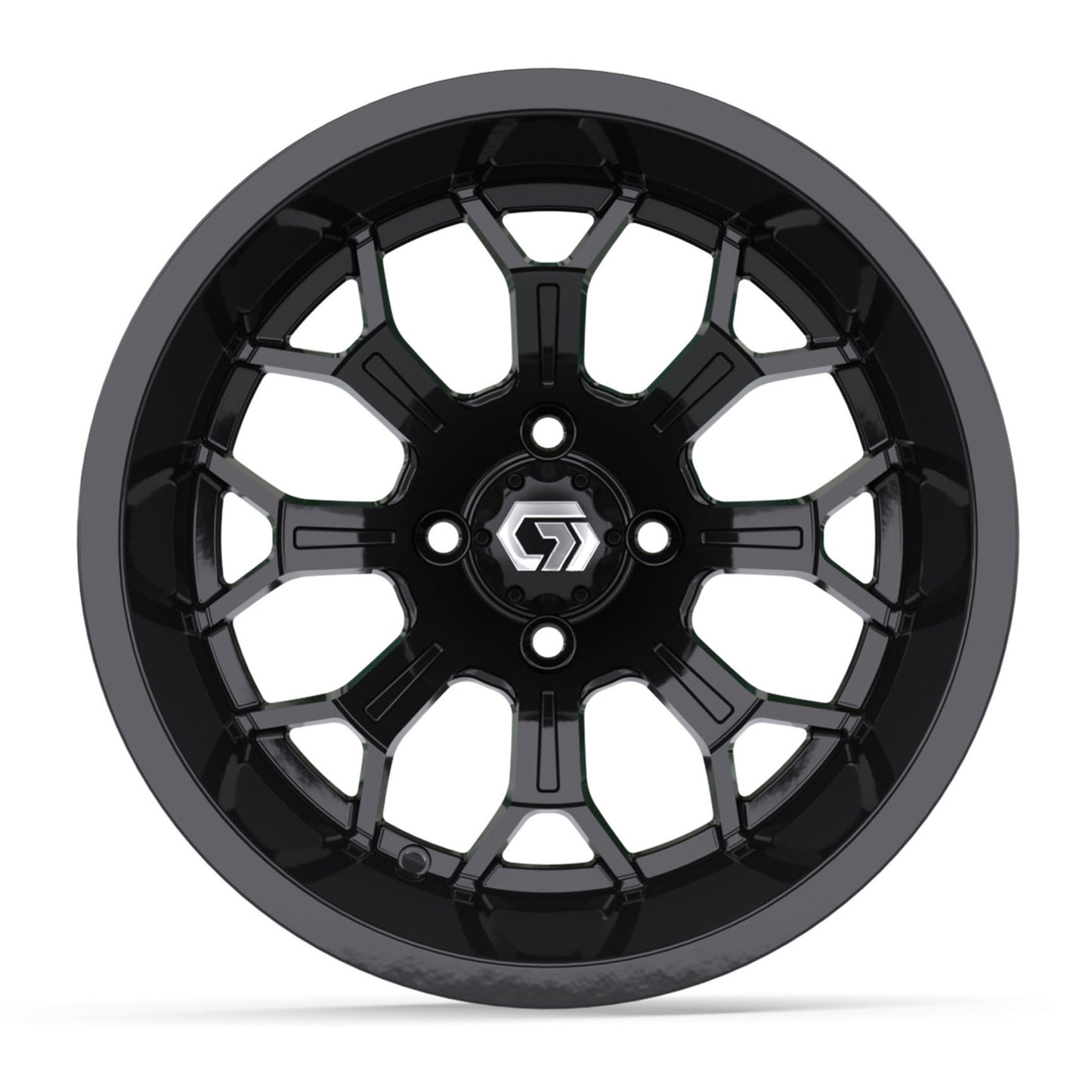 GTW Assault Gloss Black 15" Golf Cart Wheel | Deep Dish