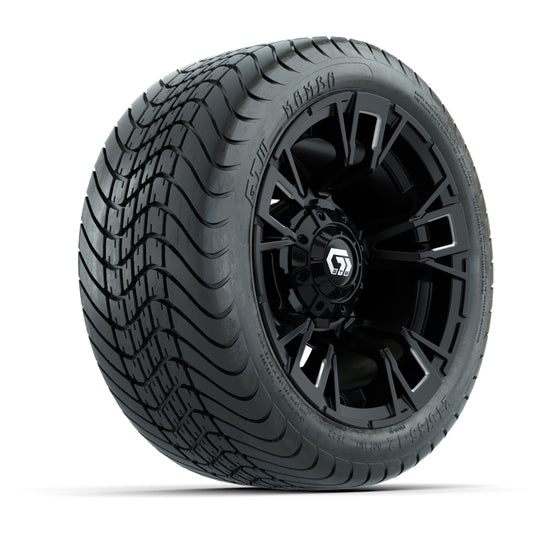 GTW® Vandal Matte Black/Machined 12 in Wheels with 215/35-12 Mamba Street Tires Full Set
