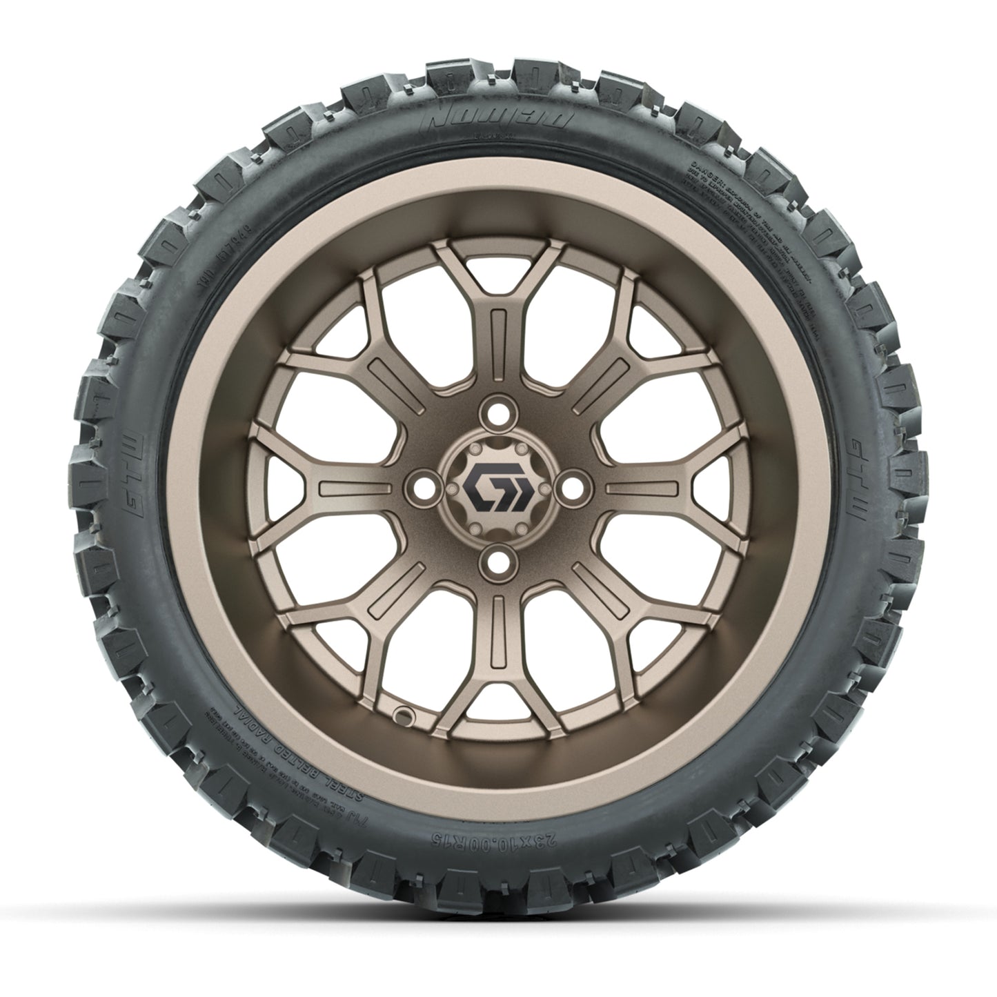 GTW® Assault Matte Bronze 15" Wheels with 23X10-R15 Nomad Steel Belted Radial All-Terrain Tires - Full Set