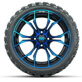 GTW Spyder Blue/Black 15 inch Wheels with 23x10-R15 Nomad All-Terrain Tires Full Set