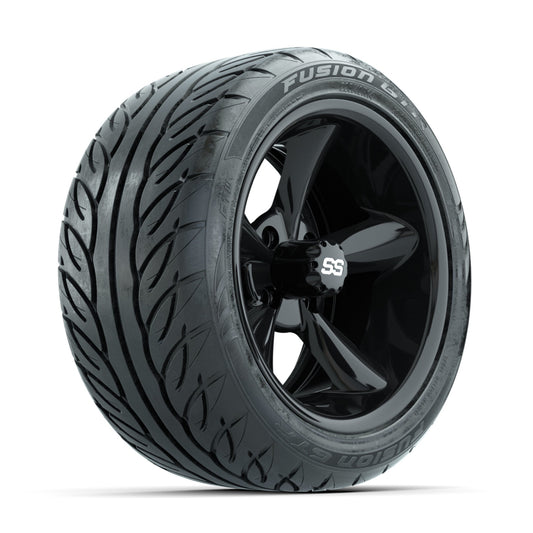 GTW Godfather Black 14 in Wheels with 225/40-R14 Fusion GTR Street Tires Full Set