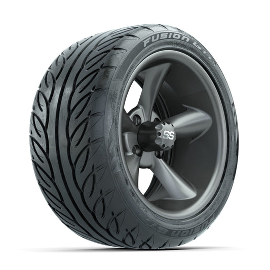 GTW Godfather Matte Grey 14 in Wheels with 225/40-R14 Fusion GTR Street Tires Full Set
