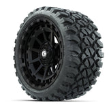 GTW® Barricade Gloss Black 15 in Wheels with 23x10-R15 Nomad Steel Belted Radial All-Terrain Tires Full Set