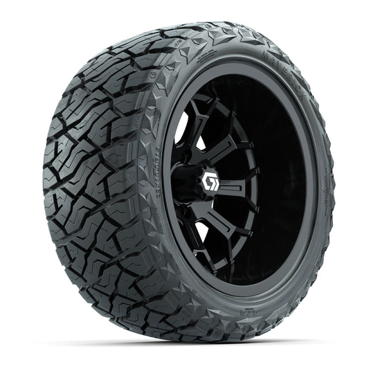 GTW Assault Gloss Black 15" Deep Dish Wheels with 23X10-R15 Maverick Steel Belted Radial All-Terrain Tires - Full Set