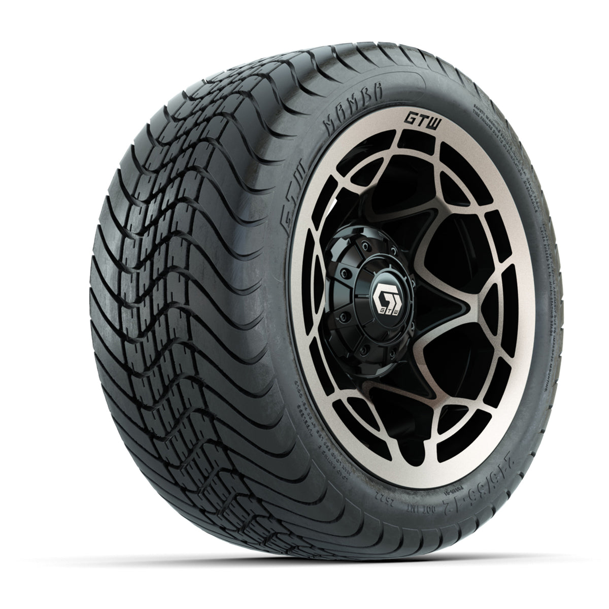 GTW Nexus Gloss Black/Satin Bronze 12 in Wheels with 215/35-12 Mamba Street Tires Full Set