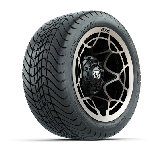 GTW Nexus Gloss Black/Satin Bronze 12 in Wheels with 215/35-12 Mamba Street Tires Full Set