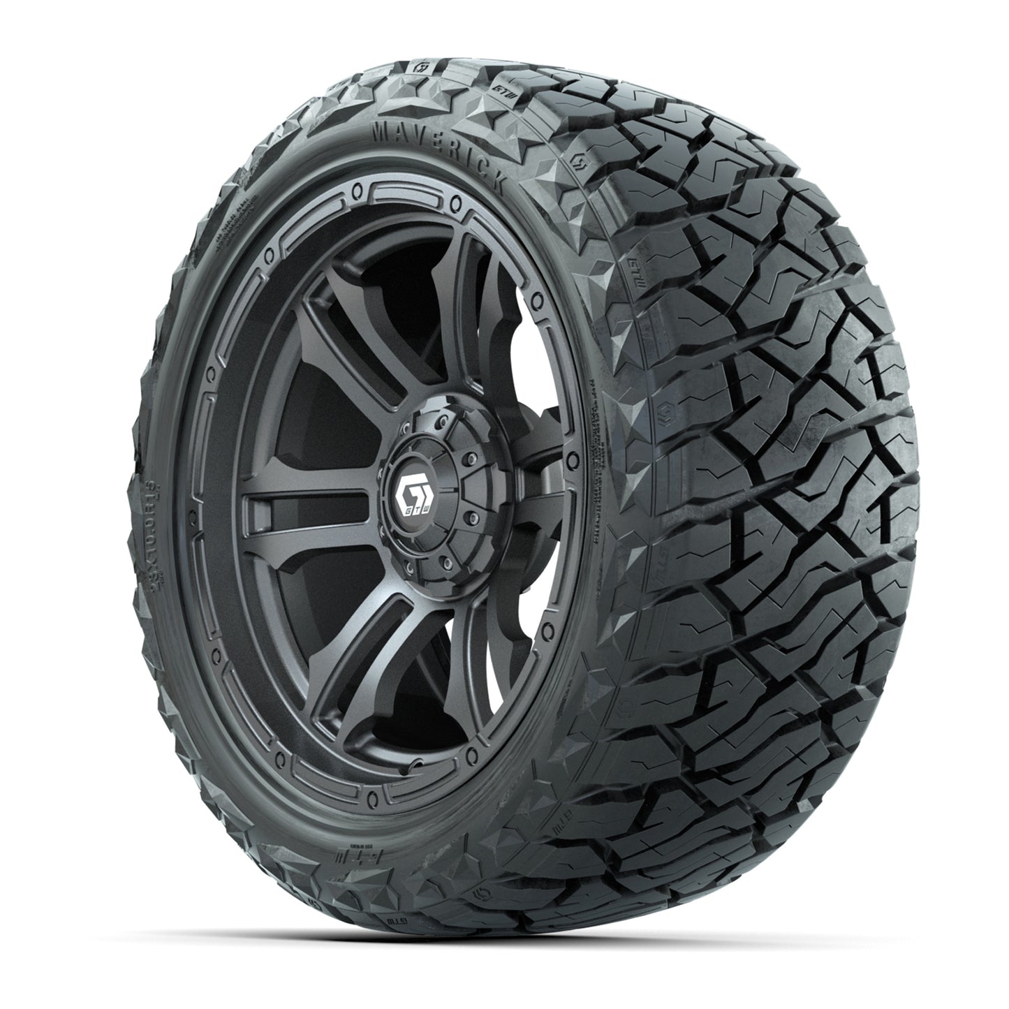 GTW Shogun Gloss Gunmetal 15" Wheels & 23x10.00-R15 Maverick All-Terrain Tires – Set of 4