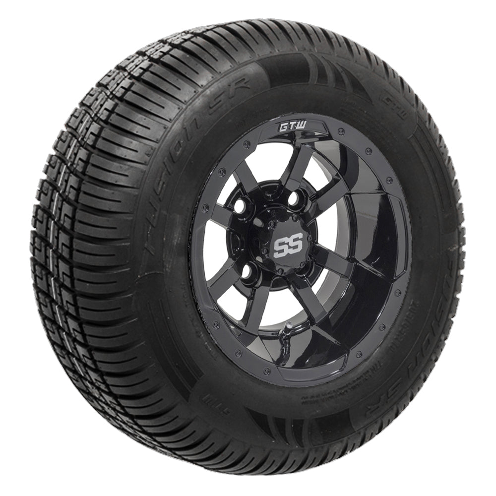 GTW Storm Trooper 10" Gloss Black Wheels with 20" Fusion DOT Street Tires — Set of 4
