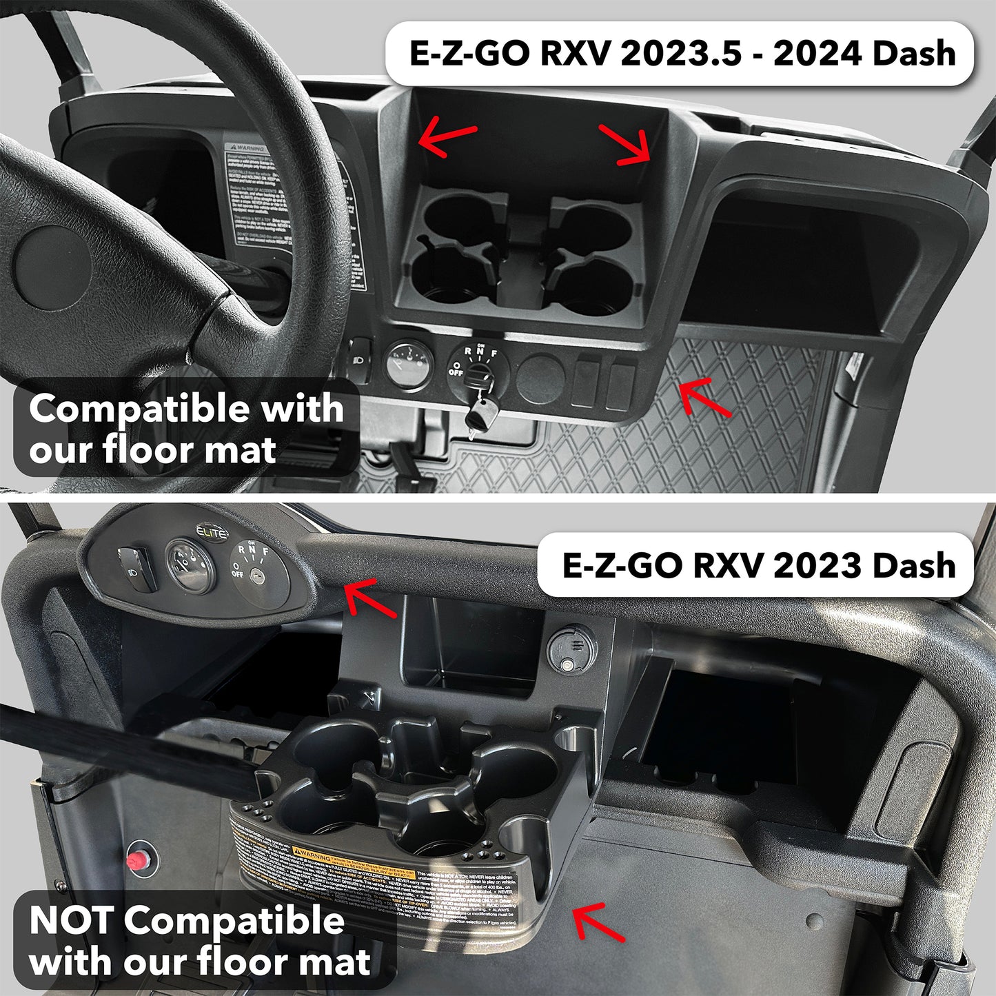 Xtreme Floor Mats for EZGO RXV 2024-Up - Black/Gray