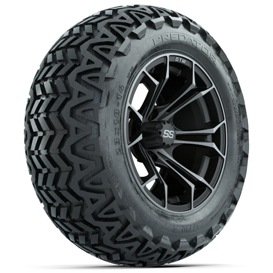 GTW Spyder Matte Grey 14 in Wheels with 23x10-14 GTW Predator All-Terrain Tires Full Set