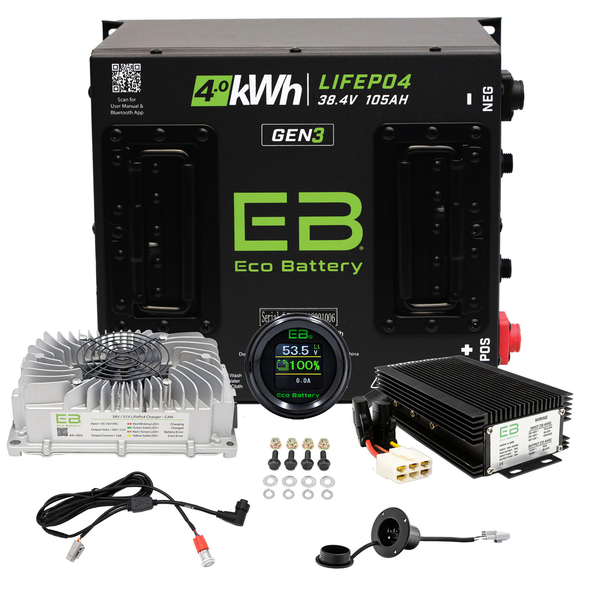 Club Car DS (36V) Eco Lithium 38V 105Ah GEN3 Battery Bundle 10 Yr Warranty