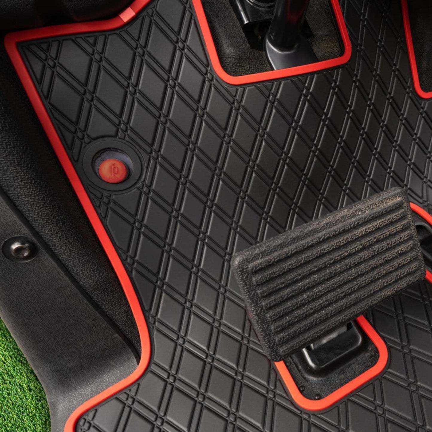 Xtreme Mats Full-Coverage Golf Cart Floor Mat | EZGO RXV 2008-2022 / 2Five / Western – Black/Red