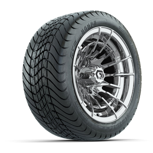 GTW® Boost Chrome 12 in Wheels with 215/35-12 Mamba Street Tires Full Set