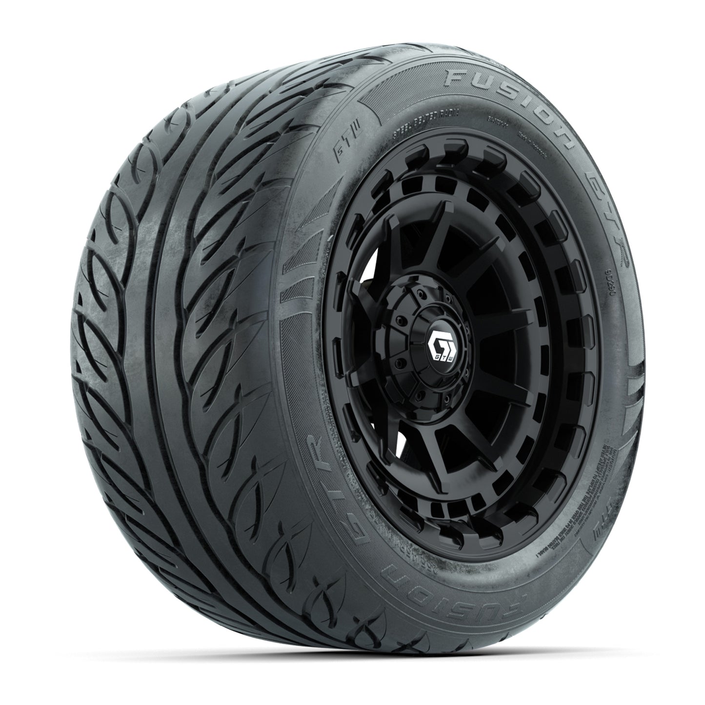 GTW Barricade Black 14" Wheels & 255/45-R14 Fusion GTR Street Tires – Set of 4