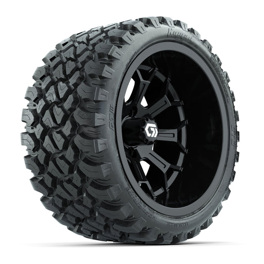 GTW® Assault Gloss Black 15" Wheels with 23X10-R15 Nomad Steel Belted Radial All-Terrain Tires - Full Set
