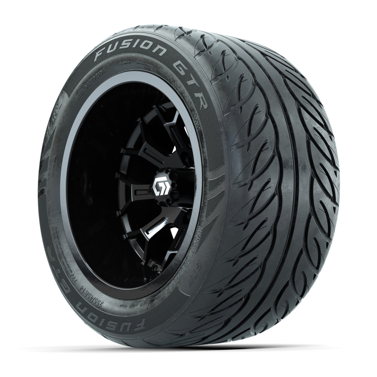 GTW Reaper Gloss Black 14x9 Wheels with 255/45-R14 Fusion GTR Street Tires - Set of 4