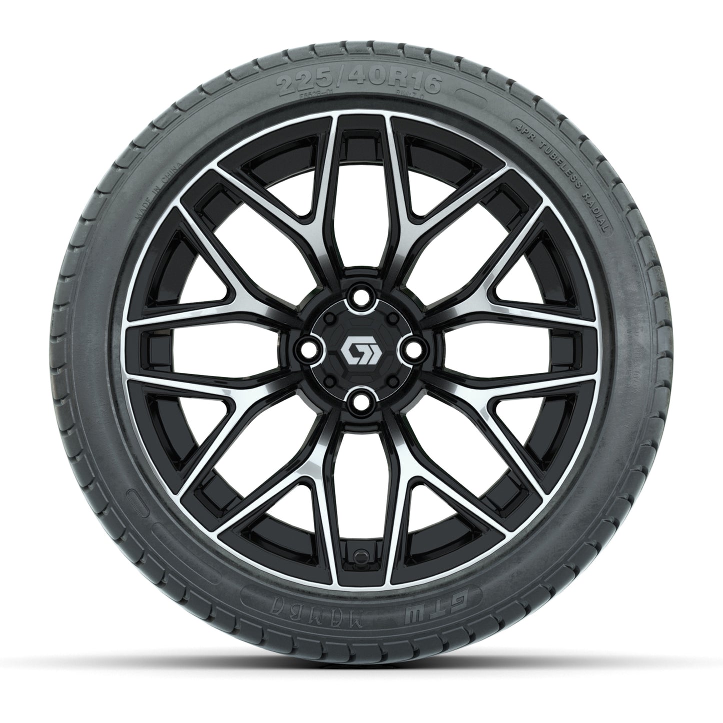 GTW® Monaco Black/Machined 16" Wheels with 225/40-R16 Mamba Street Tires - Full Set