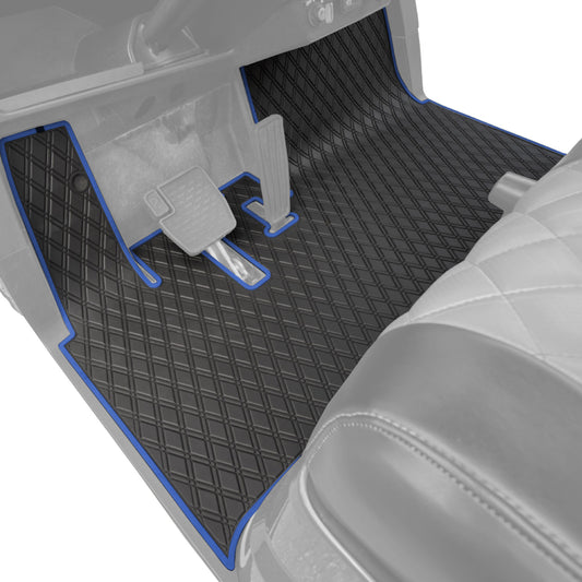 Xtreme Mats Full-Coverage Golf Cart Floor Mat | Yamaha Drive2 QuieTech EFI (2017+) / UMAX Rally – Black/Blue