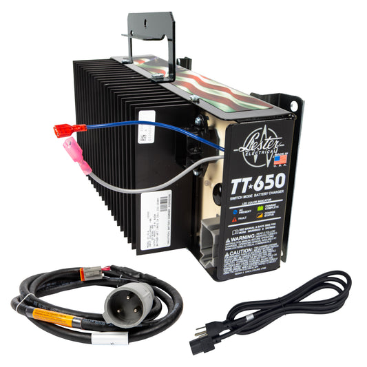 Lester TT-650W 48V Battery Charger with DC 3-Pin Cord for Club Car
