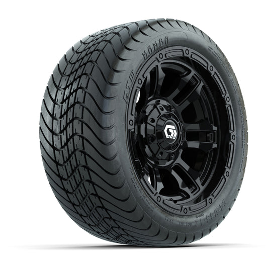 GTW® Shogun Gloss Black 12 in Wheels with 215/35-12 Mamba Street Tires Full Set