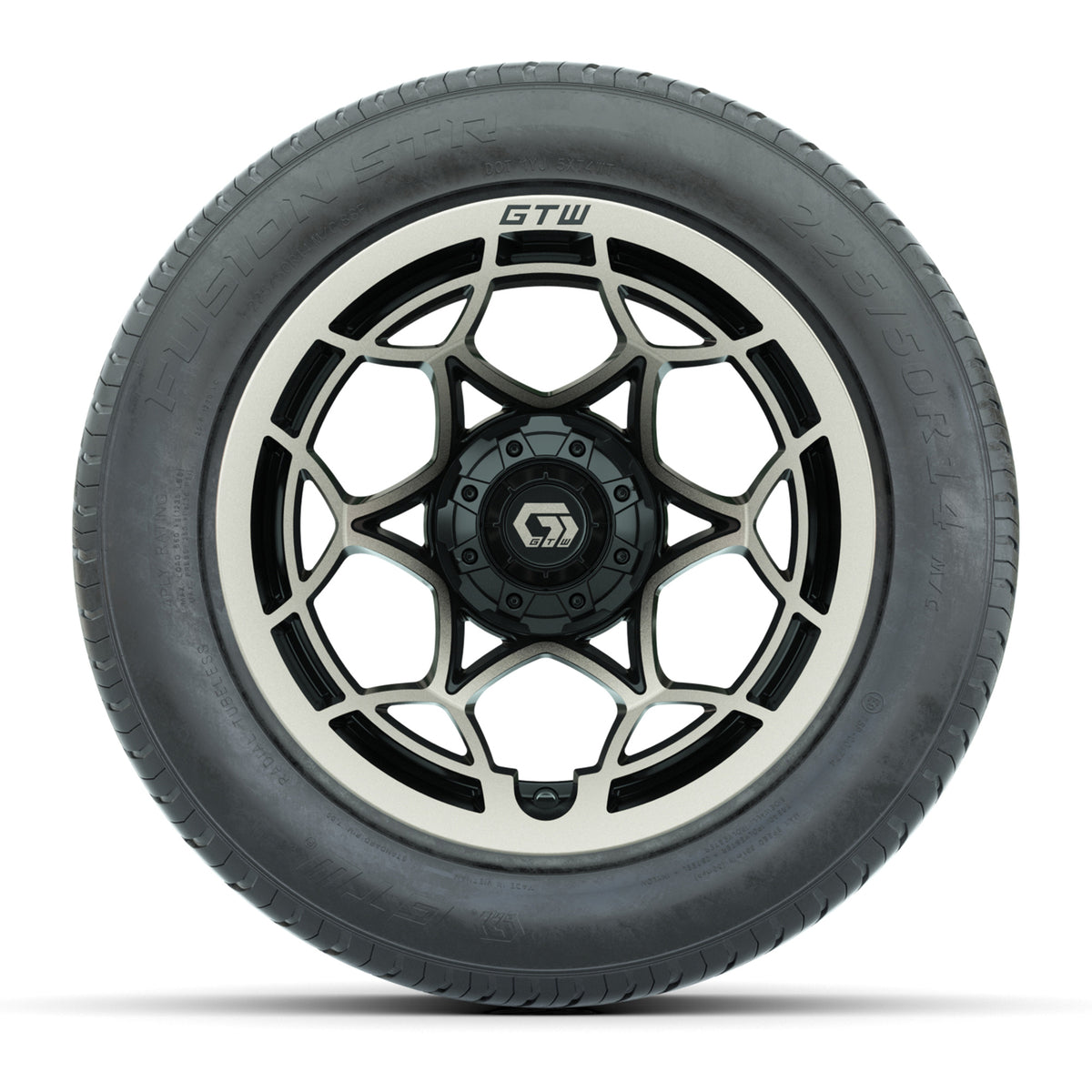 GTW® Nexus Gloss Black and Satin Bronze 14" Wheels with 255/50-R14 Fusion STR DOT Approved Street Tires - Full Set
