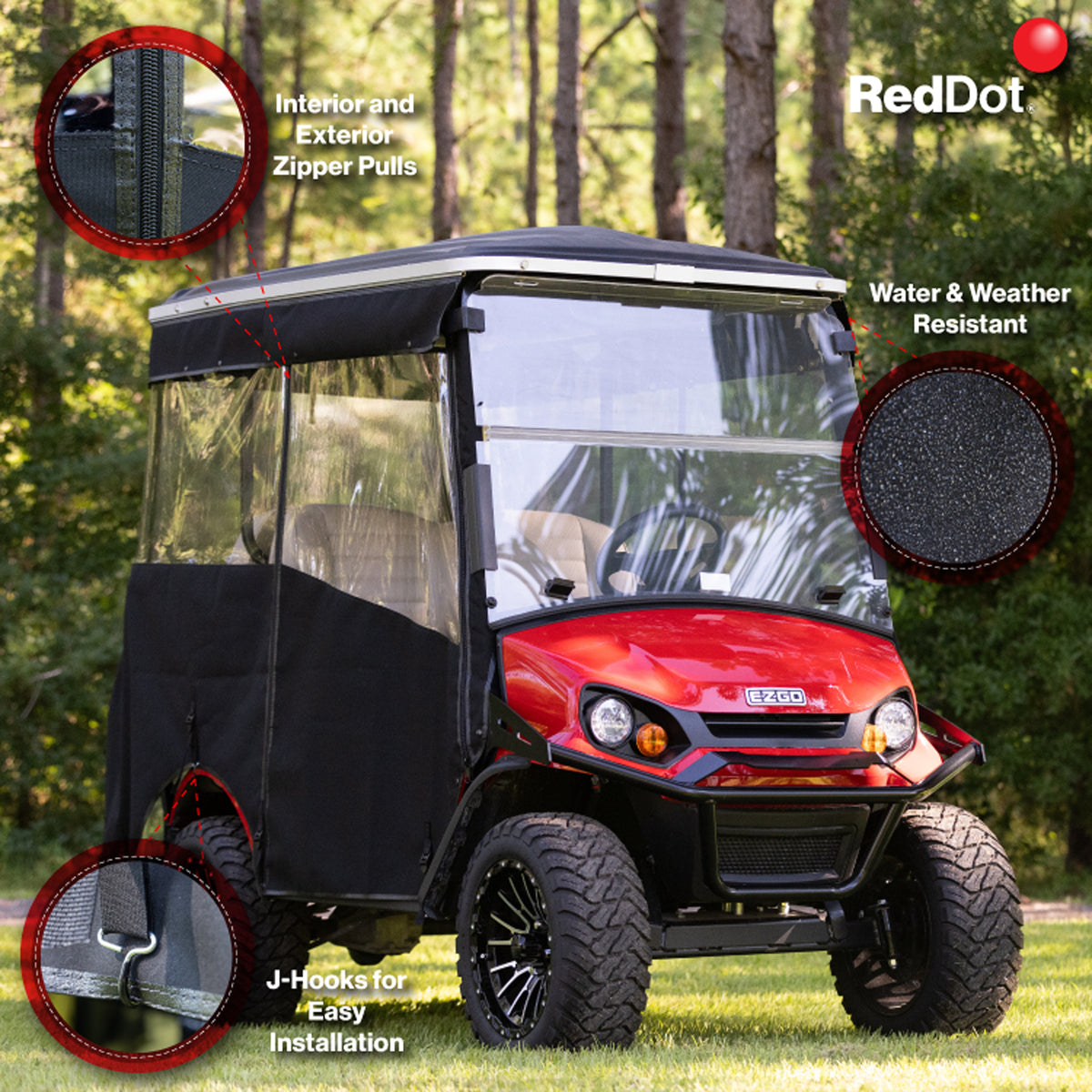 RedDot EZGO Express S4 Elite 3-Sided Track Enclosure - Black (2023-Up)