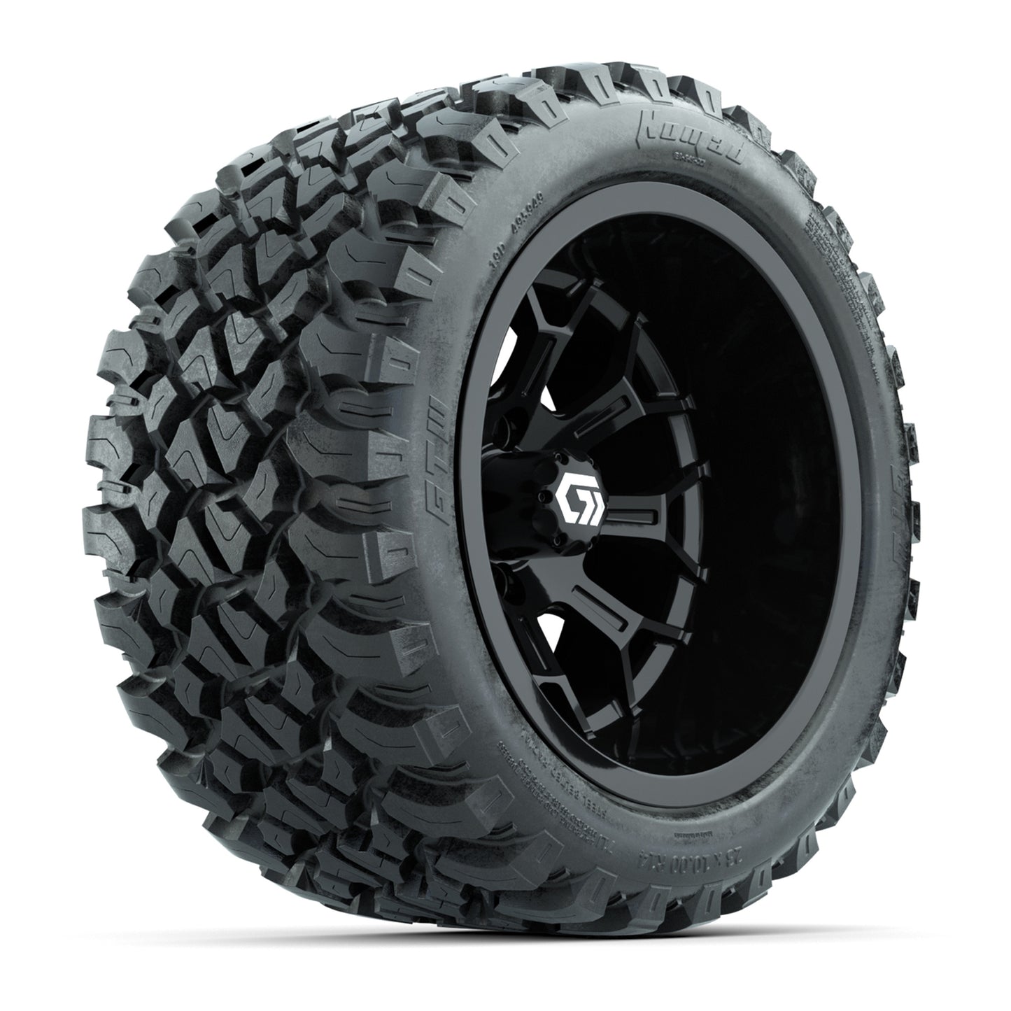 GTW® Assault Gloss Black 14" Wheels with 23X10-R14 Nomad Steel Belt Radial All-Terrain Tires - Full Set