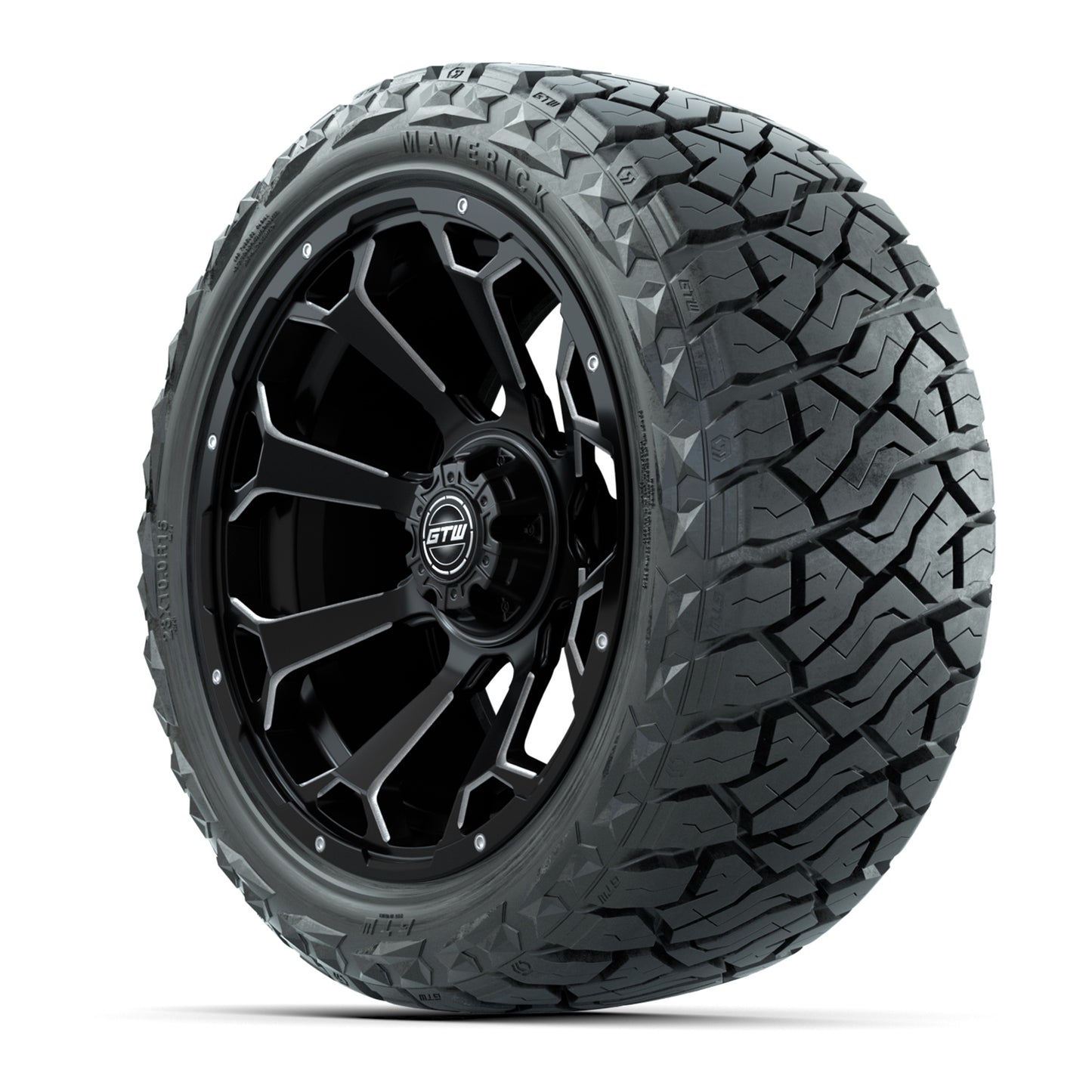 GTW Raven Matte Black 15" Wheels & 23x10.00-R15 Maverick All-Terrain Tires – Set of 4