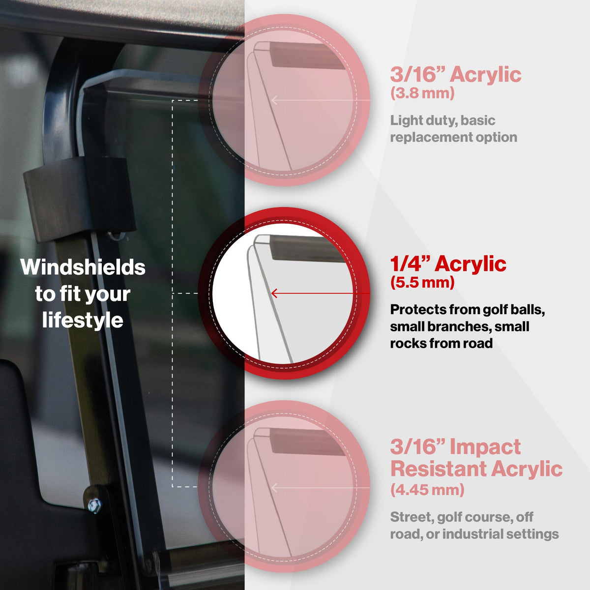 RedDot Denago Rover XL Tinted Vented Folding Windshield MADE USA