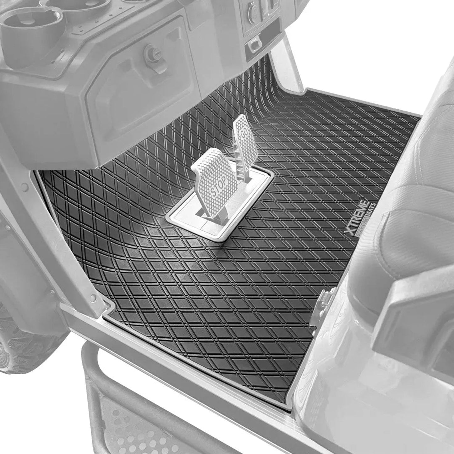 Xtreme Mats Full Coverage Golf Cart Floor Mat – Advanced EV Advent 4 | Black & Gray Trim