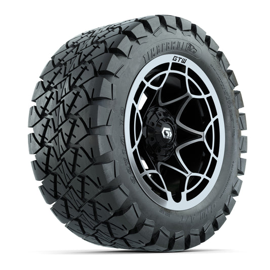 GTW® Nexus Gloss Black 12 in Wheels with 22x10-12 Timberwolf All-Terrain Tires Full Set