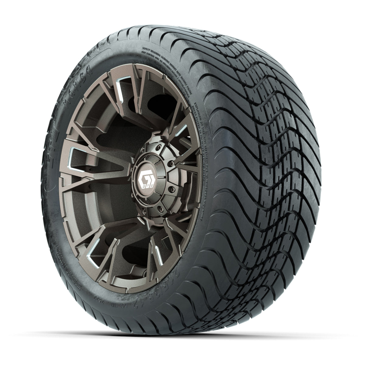 GTW® Vandal Satin Bronze/Machined 12 in Wheels with 215/35-12 Mamba Street Tires Full Set