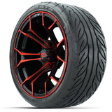 GTW Spyder Red/Black 15 inch Wheels with 215/40-R15 Fusion GTR Street Tires Full Set