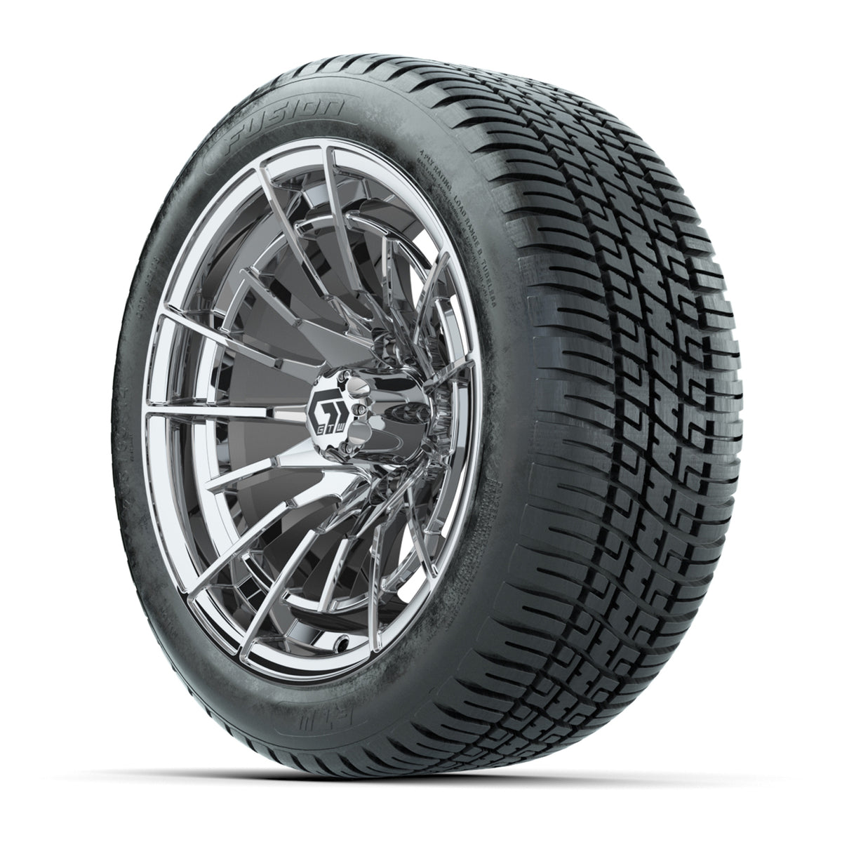 GTW® Boost Chrome 14 in Wheels with 205/30-14 Fusion Street Tires Full Set