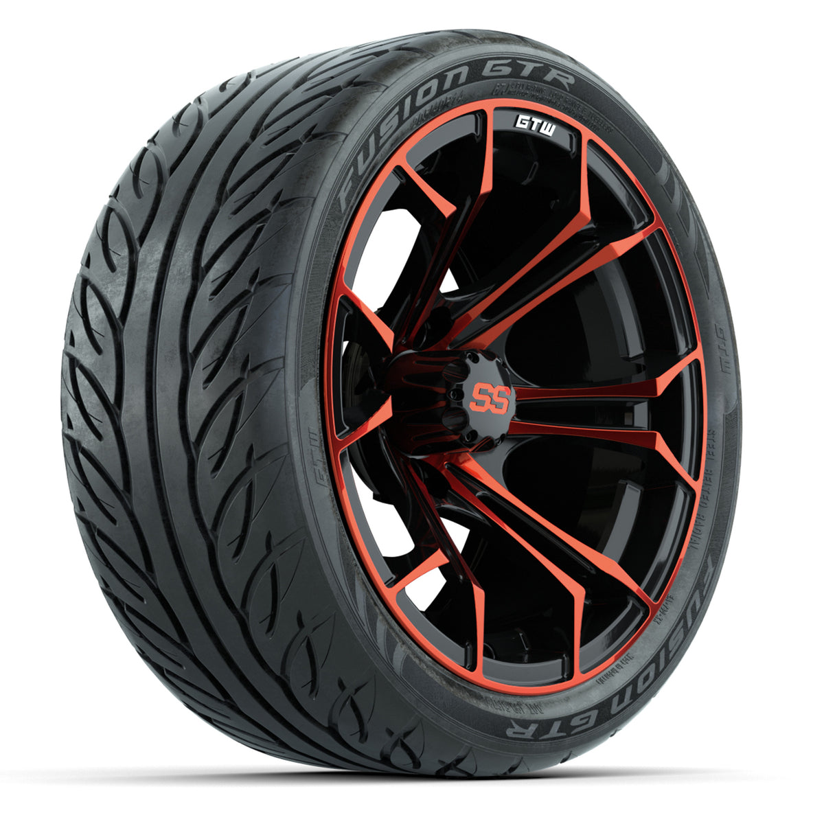 GTW Spyder Red/Black 14" Wheels with 205/40-R14 Fusion GTR Street Tires Full Set