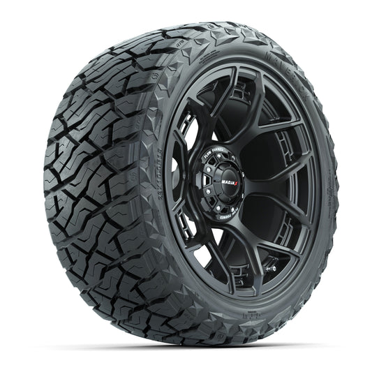 GTW MadJax® Flow Form Evolution Matte Black 15 in Wheels with 23x10.00-R15 Maverick All-Terrain Tires – Full Set