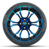 GTW Spyder Blue/Black 15 inch Wheels with 215/40-R15 Fusion GTR Street Tires Full Set