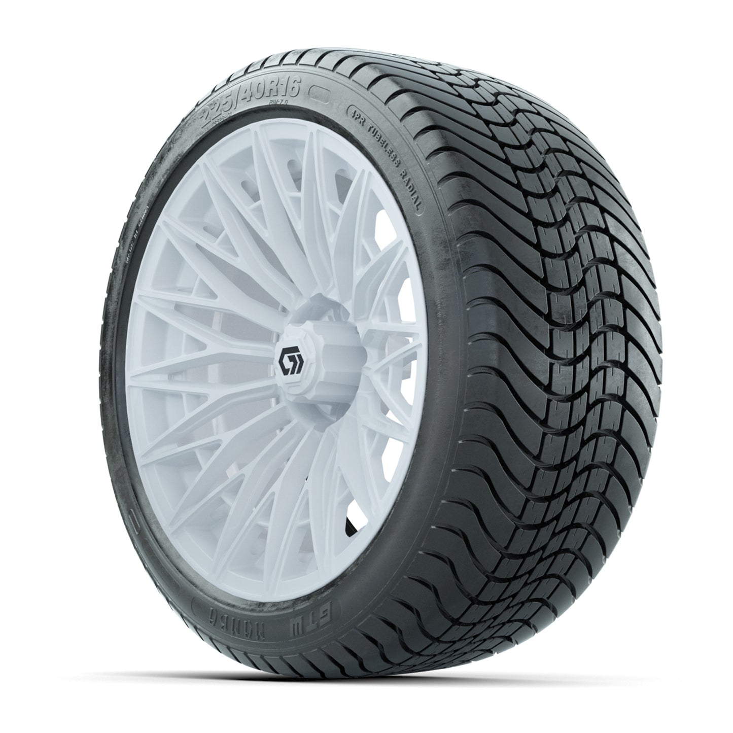GTW 16" BLUR Gloss White Golf Cart Wheels & 225/40R16 Mamba Street Tire