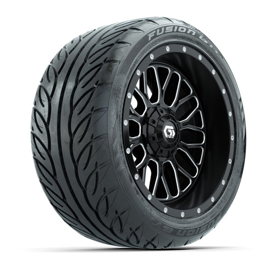GTW Helix Machined/Black 14 in Wheels with 225/40-R14 Fusion GTR Street Tires Full Set
